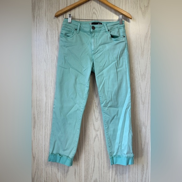 KUT from the Kloth Amy Fray Hem Crop Skinny Jeans Sea Blue Size 6 EUC - Picture 4 of 6